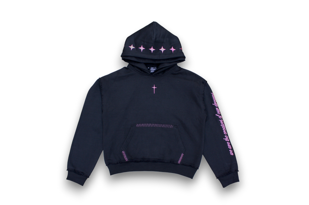 "black stars hoodie" - double hood