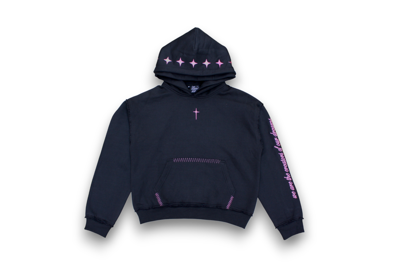 "black stars hoodie" - double hood